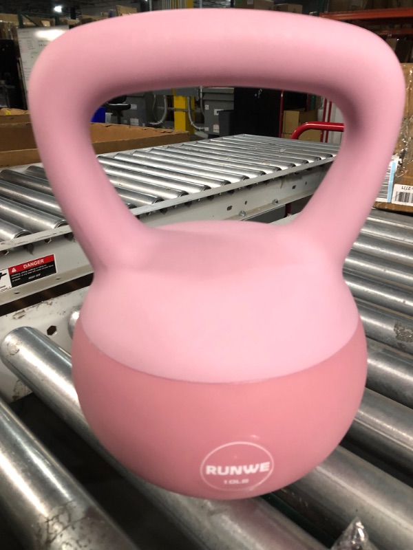 Photo 4 of **USED BUT APPEARS NEW**  RUNWE Soft Kettlebell - Iron Sand Filled Shock-Proof Hand Weights, Strength Training Kettlebells 5lb 10lb and 15lb Optional for Women Men or Children of Different Levels 10 lb Pink