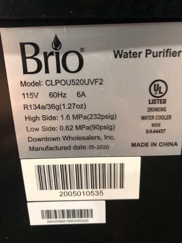 Photo 6 of ***USED AND DIRTY - POWERS ON***
Brio Tri-Temp 2-Stage Point of Use Water Cooler with UV Self-Cleaning