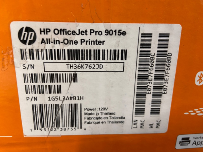 Photo 4 of **SEE NOTES** HP OfficeJet Pro 9015e Wireless Color All-in-One Printer with bonus 6 months Instant ink with HP+ (1G5L3A),Gray