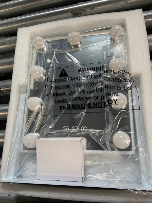 Photo 1 of Hansong Vanity Mirror with Lights Light up Vanity Makeup Mirror with 9 LED Bulbs Tabletop Plug in Makeup Mirror with Lights 360 Rotation with 10x Magnifying Mirror C-white-9 Bulbs