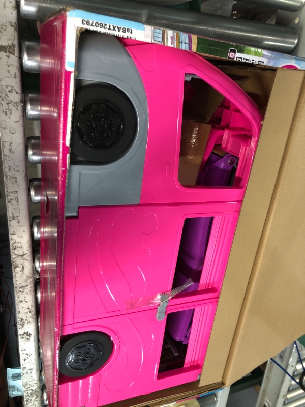 Photo 2 of Barbie Camper, DreamCamper Toy Playset with 60+ Barbie Accessories and Furniture Pieces, 7 Play Areas Including Pool and Slide