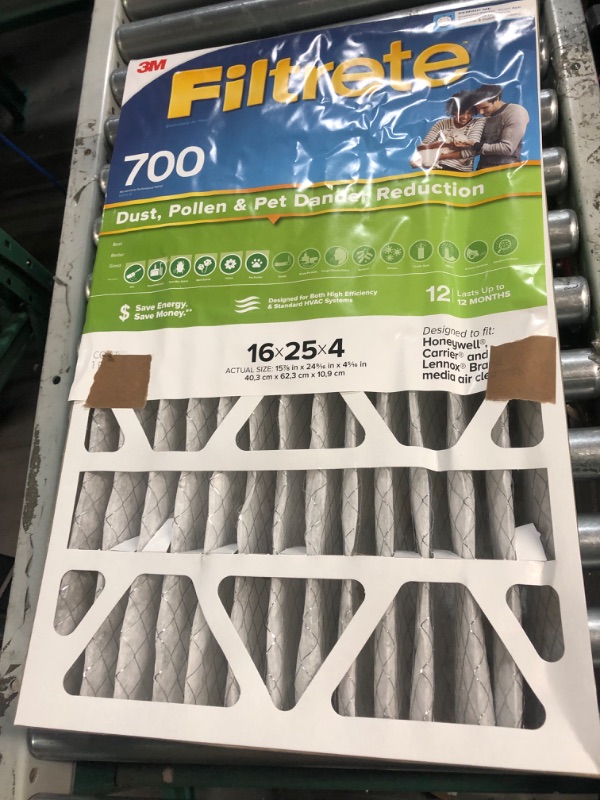 Photo 1 of **USED BUT APPEARS NEW**  Filtrete 16x25x4 Air Filter, MPR 700, MERV 8, Clean Living Dust, Pollen and Pet Dander Reduction Pleated 4-Inch Air Filter, 1 Filter