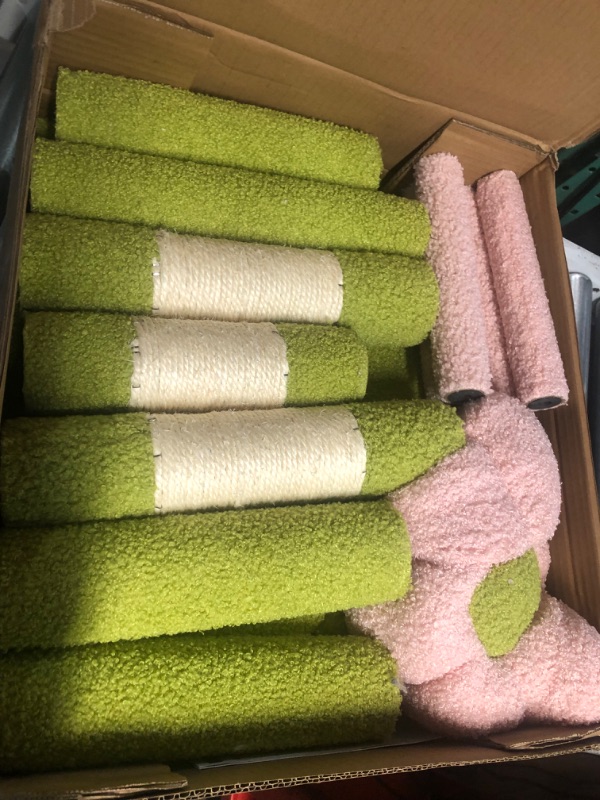 Photo 4 of **USED BUT APPEARS NEW**  MUTTROS Flower Cat Tree 47.2" Multi-Level Cat Tower with Sisal Covered Scratching Posts, Cute Cat Condo for Indoor Small Medium Cats, Pink Top Perch, Ramp, Fluffy Ball, Pink 5 Tiers Flower Cat Tree 47in Pink