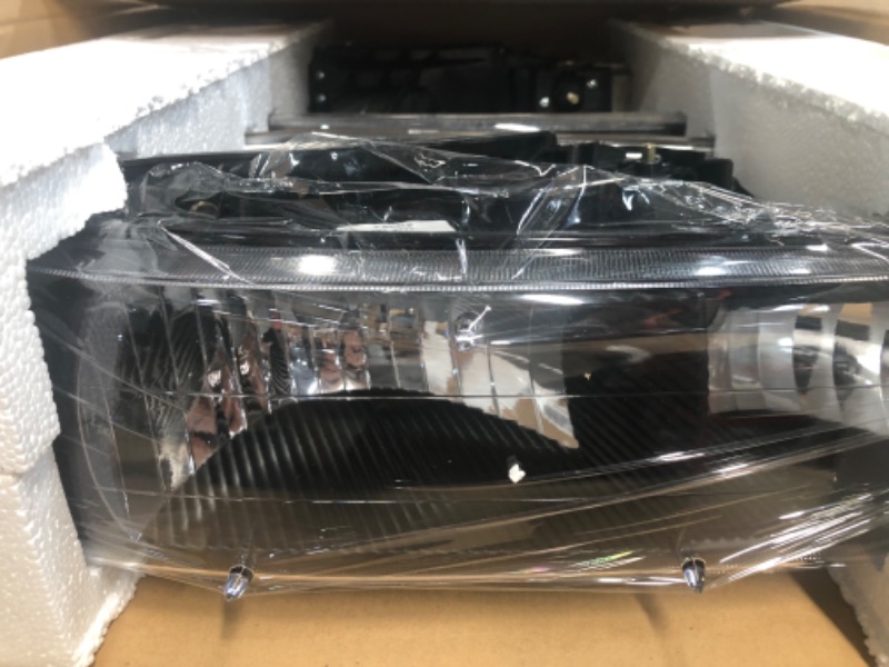 Photo 2 of ADCARLIGHTS Headlight Assembly for 1999 2000 2001 2002 Chevy Silverado 1500 2500/2001-2002 Chevy Silverado 1500HD 2500HD 3500/00-06 Tahoe Suburban 1500 2500 Black Housing Clear Reflector Pair