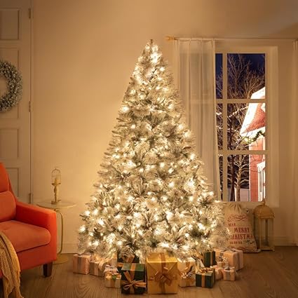 Photo 1 of **NON-REFUNDABLE-SEE COMMENTS**
**STOCK PHOTO FOR REFERENCE**
6.5 ft Frosted Lightly Snow Flocked Prelit Artificial Christmas Tree 