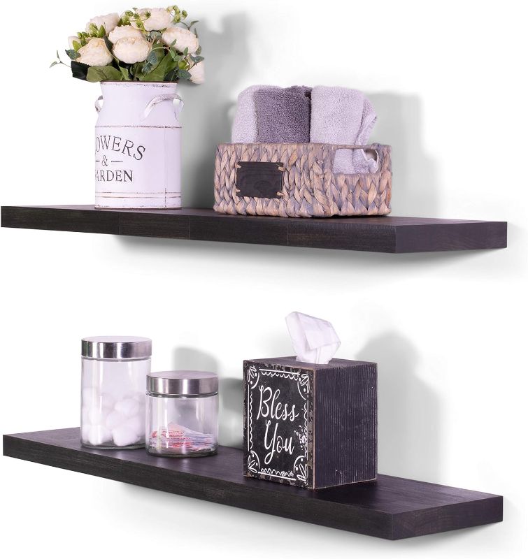 Photo 1 of **Stock photo for reference** 2 pack Shelfs, approx. 24"x5" Wave style edge, Black