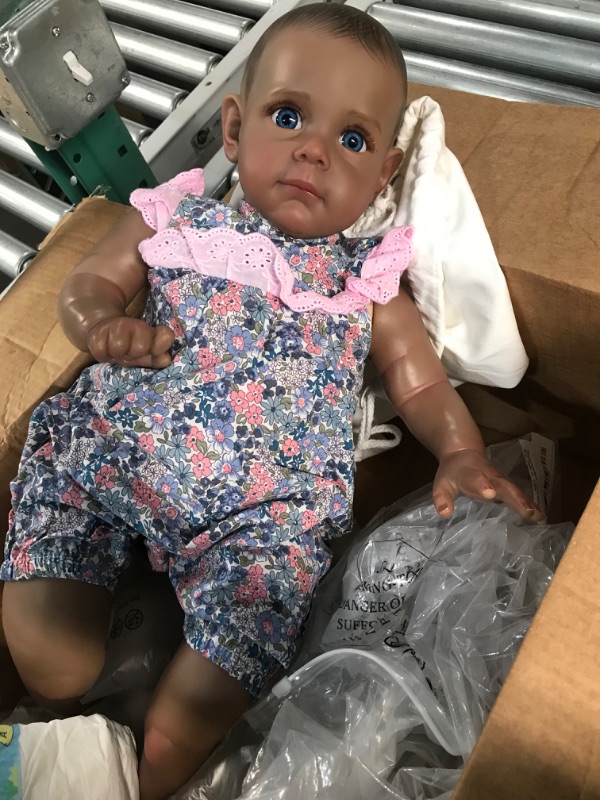 Photo 5 of American Reborn Baby Doll 24inch Toddler Dark Brown Skin