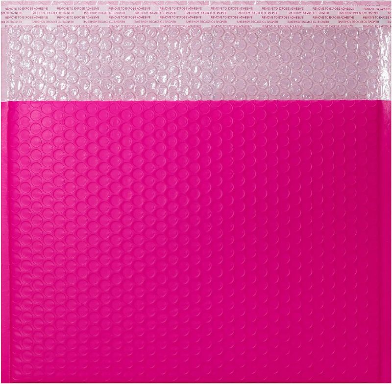 Photo 1 of 13x10" Side-Opening Pink Bubble Mailers (25-Pack)