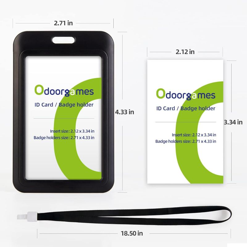 Photo 1 of Odoorgames Id Holder with Lanyard (Black) 2 Pack