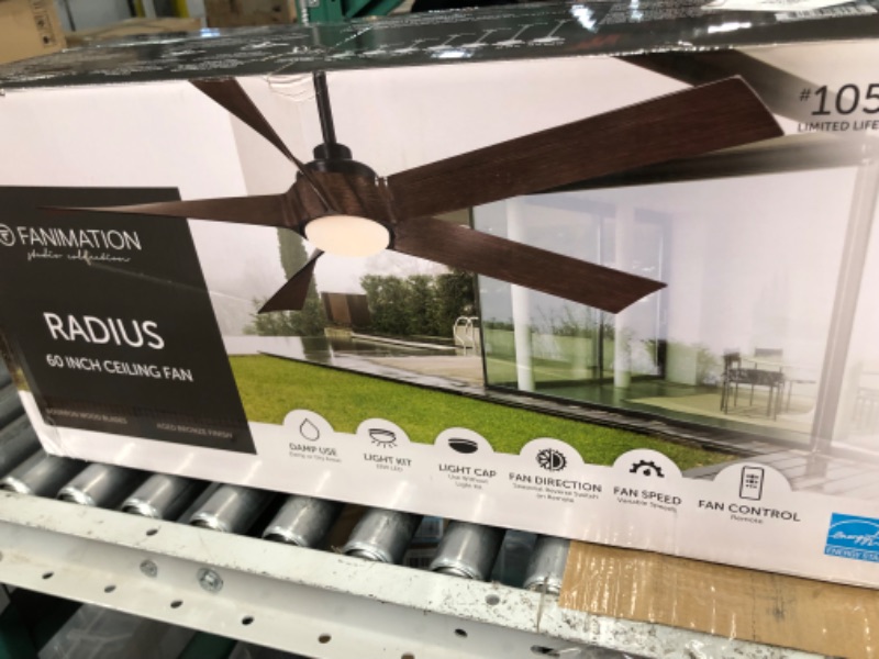 Photo 2 of ***PARTS ONLY***Progress Lighting Vernal Collection 60-Inch 5-Blade Woodgrain LED Wifi Transitional Indoor/Outdoor Smart DC Ceiling Fan