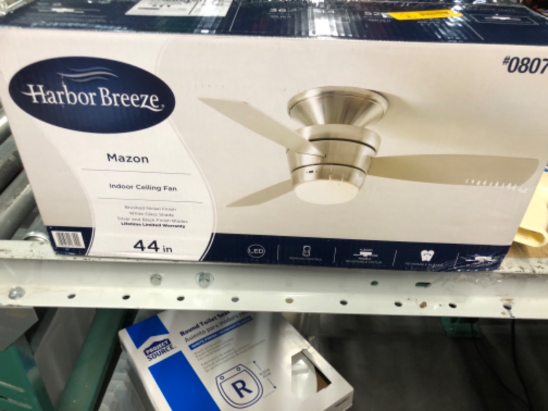 Photo 1 of ***PARTS ONLY****Harbor Breeze Mazon 44-in Brushed Nickel LED Indoor Flush Mount Ceiling Fan with Light Remote (3-Blade)