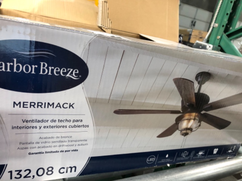 Photo 2 of ***PARTS ONLY**Harbor Breeze Merrimack II 52-in Matte Bronze LED Indoor/Outdoor Ceiling Fan with Light Kit (5-Blade)