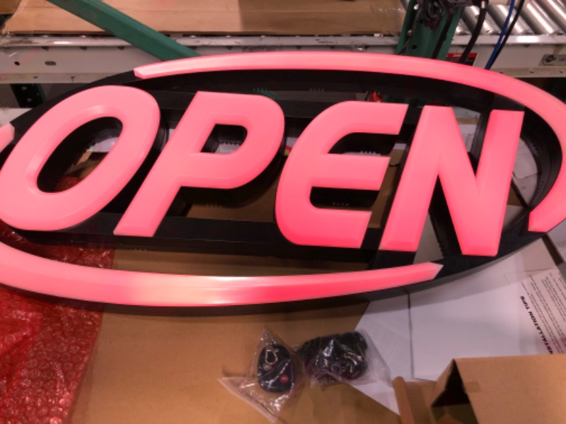 Photo 4 of GLI Led Open Sign for Business – Stand Out with 64 Super-Bright Color Combos to Match Your Brand, Programmable App – Neon Flash, or Scroll – 15 x 32 inch