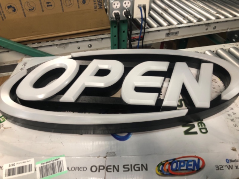 Photo 3 of **MISSING POWER CORD** GLI Led Open Sign for Business – Stand Out with 64 Super-Bright Color Combos to Match Your Brand, Programmable App – Neon Flash, or Scroll – 15 x 32 inch