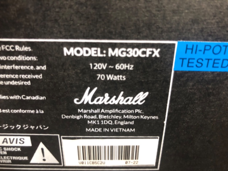 Photo 3 of **READ NOTES BELOW**Marshall Amps Guitar Combo Amplifier (M-MG30GFX-U)