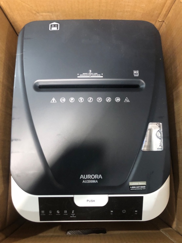 Photo 5 of Aurora Commercial Grade 200-Sheet Auto Feed High Security Micro-Cut Paper Shredder/ 60 Minutes/ Security Level P-5 & SL16 Professional Grade Synthetic Shredder Oil, 16 Oz Flip-Top Leak Proof Bottle 200-Sheet AutoFeed MicroCut MicroCut + Shredder Oil