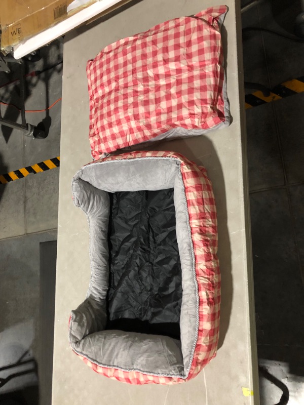 Photo 5 of **STOCK IMAGE REFERENCE ONLY** Grey/Red Plaid Pet Bed 25" x 18" 