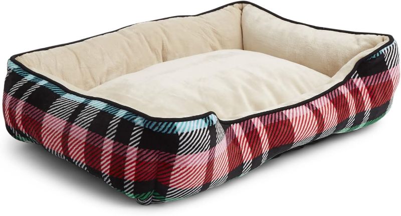 Photo 1 of **STOCK IMAGE REFERENCE ONLY** Grey/Red Plaid Pet Bed 25" x 18" 