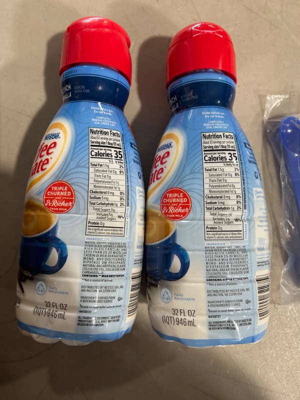 Photo 2 of * not sugar free * please see all images * 
(Pack of 2) Coffee Mate  French Vanilla Liquid Coffee Creamers 32 fl oz,  2-in-1 Blue Measuring Spoon Included