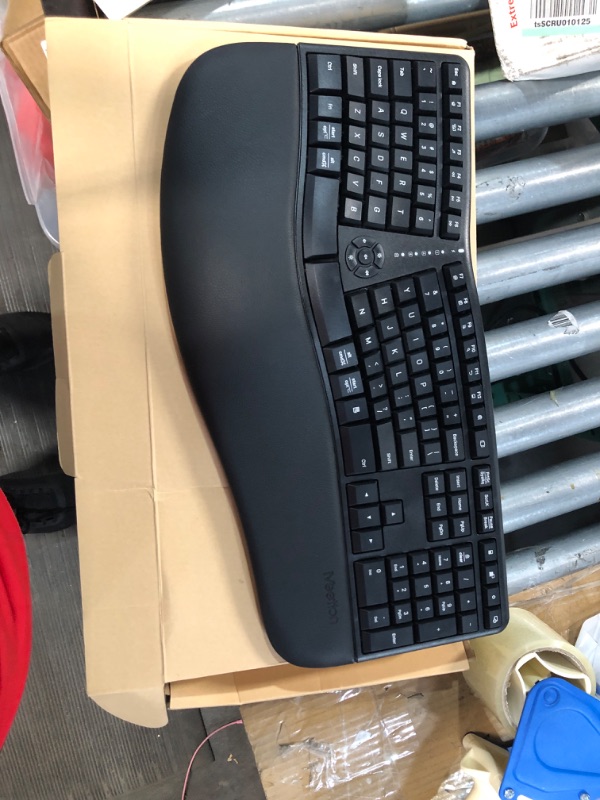 Photo 2 of MEETION Ergonomic Wireless Keyboard and Mouse, Ergo Keyboard with Vertical Mouse, Split Keyboard with Cushioned Wrist, Palm Rest, Natural Typing, Rechargeable, Full Size, Windows/Mac/Computer/Laptop