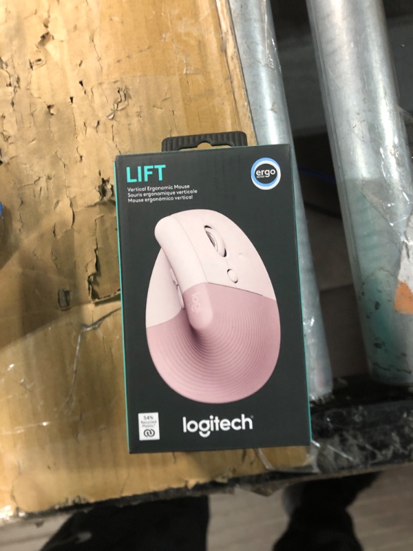 Photo 2 of Logitech Lift Vertical Ergonomic Mouse, Wireless, Bluetooth or Logi Bolt USB receiver, Quiet clicks, 4 buttons, compatible with Windows/macOS/iPadOS, Laptop, PC - Rose Right-Handed Mouse ROSE