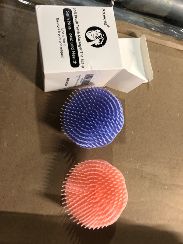 Photo 2 of Aroveea Hair Scalp Brush Dandruff Cleaning Brush Shower Scalp Shampoo Brush Scalp Massager Pack of 2 (Orange and Violet)