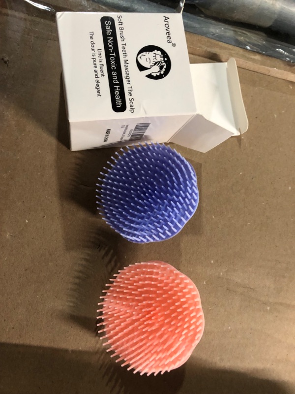 Photo 3 of Aroveea Hair Scalp Brush Dandruff Cleaning Brush Shower Scalp Shampoo Brush Scalp Massager Pack of 2 (Orange and Violet)