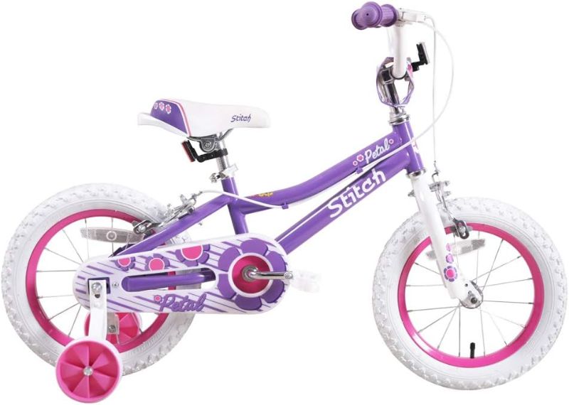 Photo 1 of STITCH PETAL 14 16 Inch Kids Bike with Stabilisers & Basket, Girls Bike for 3-8 Years Old, Blue, Pink, Purple