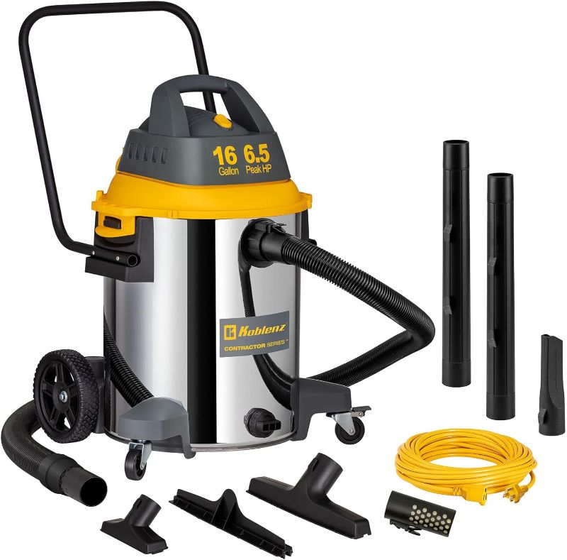 Photo 1 of **POWERS ON** *SEE NOTES* Koblenz Contractor Wet/Dry Vac, 16 Gal Stainless Steel 6.5HP 