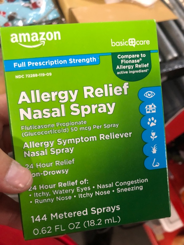 Photo 4 of Amazon Basic Care 24-Hour Allergy Relief Nasal Spray, Fluticasone Propionate (Glucocorticoid), 50 mcg, Full Prescription Strength, Non-Drowsy, 0.62 Fl Oz 0.62 Fl Oz (Pack of 1)