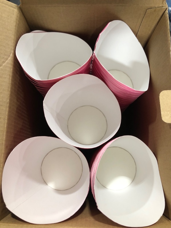 Photo 2 of 100 Pcs Charcuterie Cups French Fry Holder 12oz Disposable Paper French Fry Cups Paper Appetizer Cups for All Occasions Suitable for Baby Shower Party Waffle Popcorn Food Takeout (Pink)