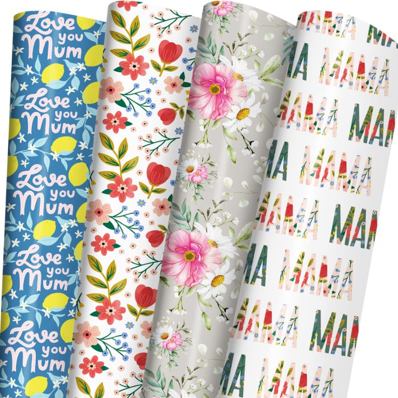 Photo 1 of 
ZINTBIAL Mother's Day Wrapping Paper for Mom, Birthday, Bridal Shower - Gift Wrap with Floral, Love You Mum Letters Design - 20 x 29 Inches per Sheet (8 Sheets 33 sq. ft.) Recyclable, Easy to Store, Not Rolled
X2
