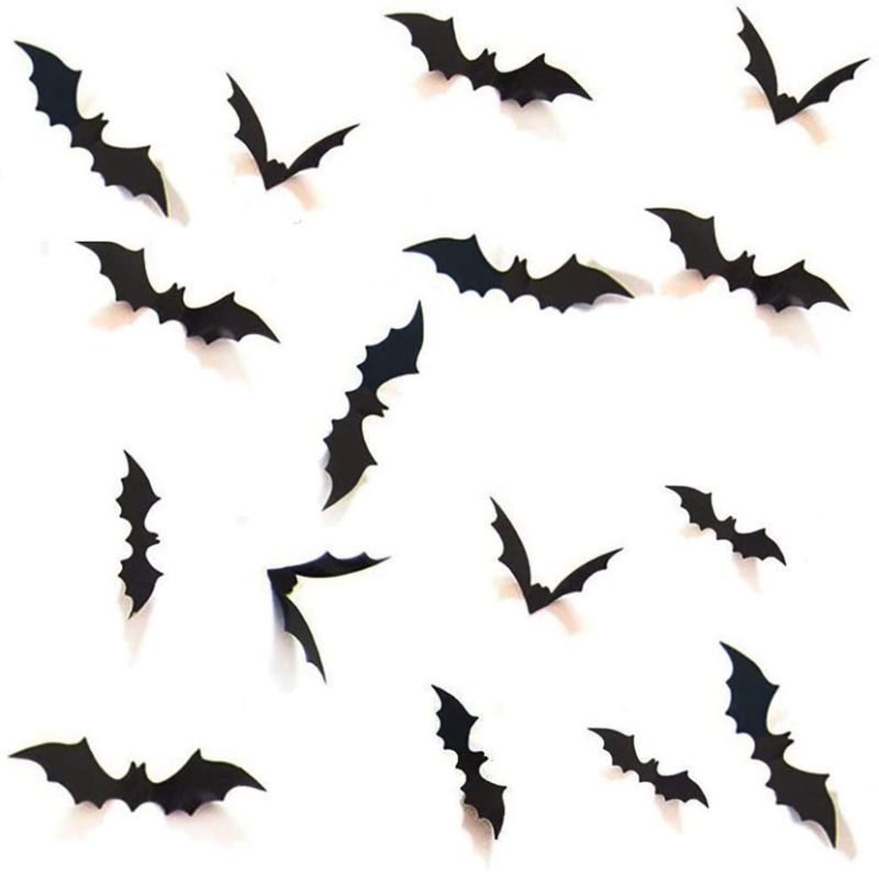 Photo 1 of 2 Pack Vintage Halloween Decorations,Halloween Decoration, Bat Sticker for Home Decor DIY Window Decal Bathroom Indoor 3D Bats(96PCS )