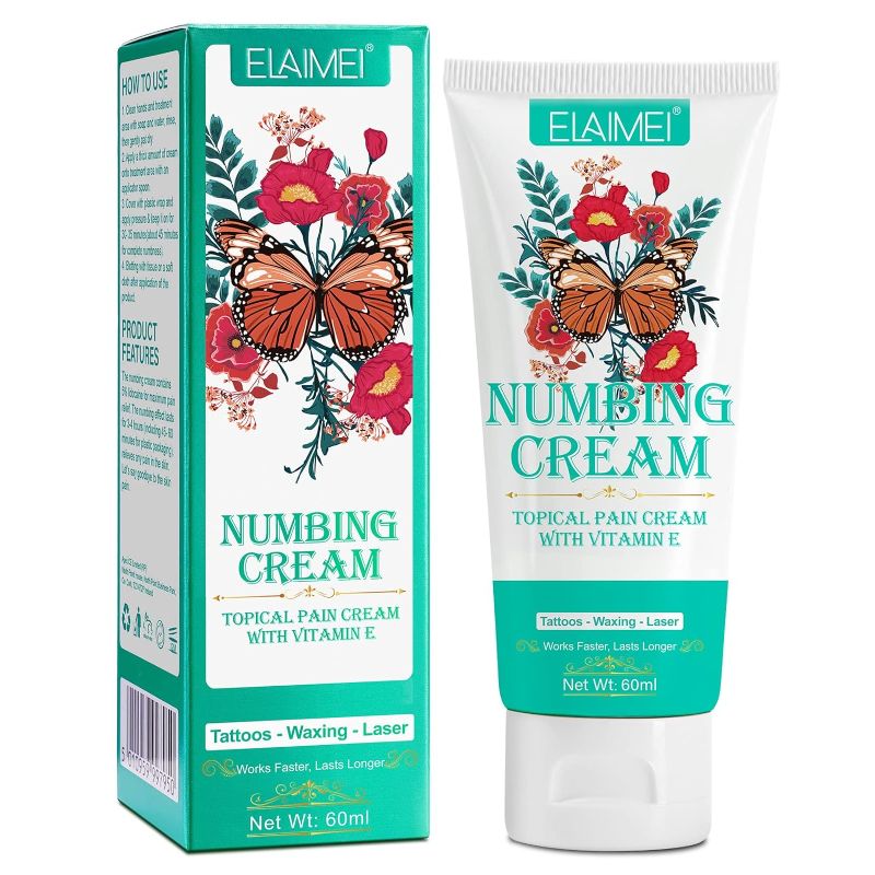 Photo 1 of 1PC Numbing Cream Tattoo, 6-8 Hours Maximum Strength Painless Cream, Tattoo Cream for Piercing, Waxing, Microneedling/Long-Lasting
