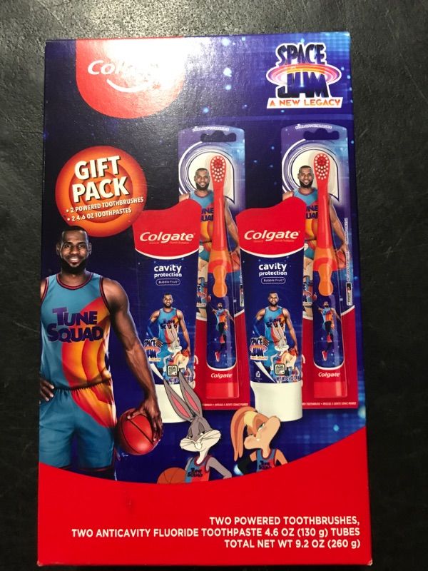 Photo 1 of Colgate Kids Toothbrush with Toothpaste, Space Jam Gift Set, 2 Battery Toothbrushes and Toothpastes Gift Set Space Jam EXP 8/2023