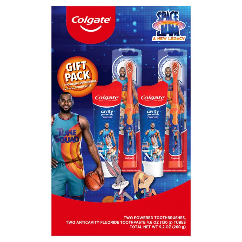 Photo 2 of Colgate Kids Toothbrush with Toothpaste, Space Jam Gift Set, 2 Battery Toothbrushes and Toothpastes Gift Set Space Jam EXP 8/2023