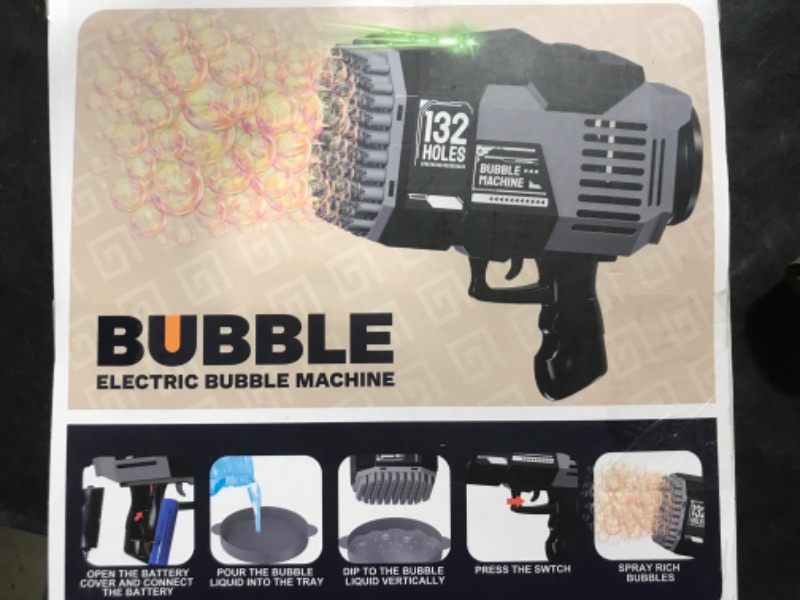 Photo 1 of Bazooka Bubble Gun, Bubble Machine with 2 Batteries, LED Lights, 69 Holes Bubble Machine Gun for Kids Ages 3 4 5 6 7 8 Boy Girl Birthday Party Favors Toddler Outdoor Toys - Bubble Blower Grey  Bubble Gun