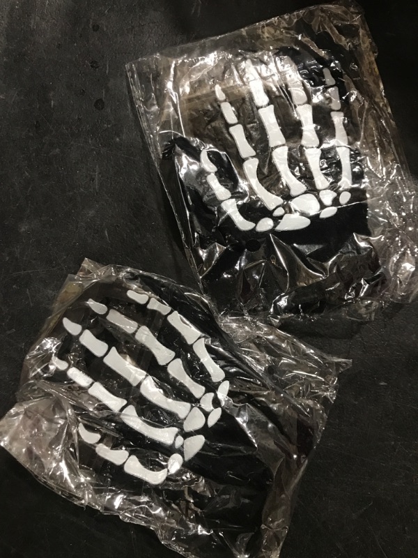 Photo 2 of 2 pairs Happy Hippo Toddler Child Knitted Wool Skeleton Gloves For Kids, Skull Gloves For Skeleton Halloween Costume For Kids, Skeleton Gloves Kids