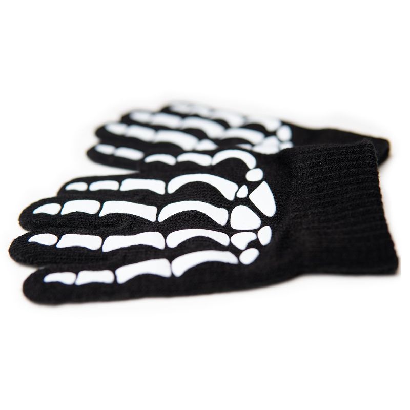 Photo 1 of 2 pairs Happy Hippo Toddler Child Knitted Wool Skeleton Gloves For Kids, Skull Gloves For Skeleton Halloween Costume For Kids, Skeleton Gloves Kids