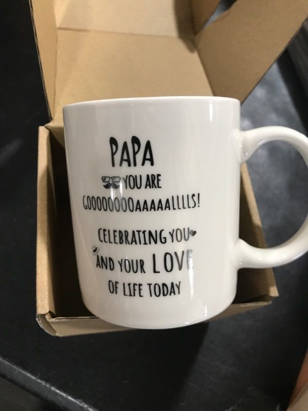 Photo 2 of iChefer Papa Mug Papa Gifts - 11OZ Porcelain Coffee Tea Cup Mug- Papa you are GOOOOOOOOAAAAALLLLS! Gifts for Papa from Granddaughter Unique for Men Husband Birthday Father's Day Gifts for Grandpa Papa you are GOOOOOOOOAAAAALLLLS mug