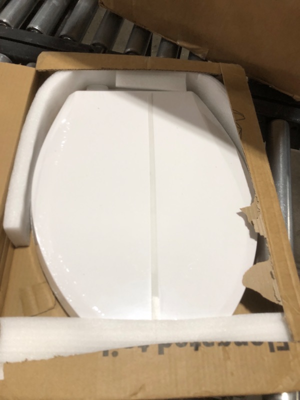 Photo 3 of Elongated Toilet Seat , Quick-Release Hinges, Slow Close, Heavy Duty, Never Loosen, Aviation Material, White(18.5”) White Elongated