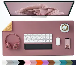 Photo 1 of Aothia Office Desk Pad, Natural Cork & PU Leather Dual Side Large Mouse Pad, Laptop Desk Table Protector Writing Mat Easy Clean Waterproof for Office Work/Home/Decor (Purple,31.5" x 15.7")