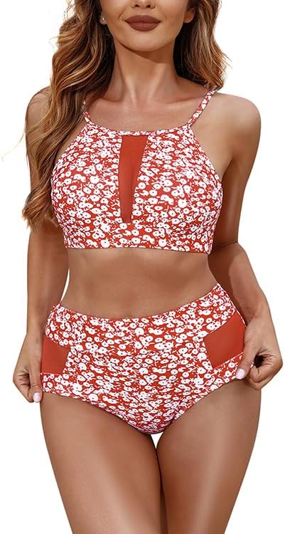 Photo 1 of Ethlauff Two Piece Swimsuit for Women High Waisted Tummy Control Bikini Sets