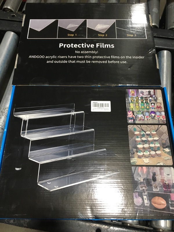 Photo 2 of ACRYLISH 4-Tier Acrylic Display Riser, (12x9 Inches - Pack of 2) Perfume Shelf – Cologne Holder, Display Shelf for the Funko Pop, Vinyl Protected, with 4 Non-Slip Mats for Kitchen & Tabletops.
