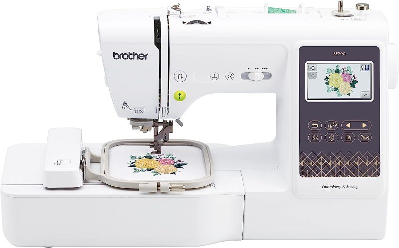 Photo 1 of Brother SE700 Sewing and Embroidery Machine, Wireless LAN Connected, 135 Built-in Designs, 103 Built-in Stitches, Computerized, 4" x 4" Hoop Area, 3.7" Touchscreen Display, 8 Included Feet
