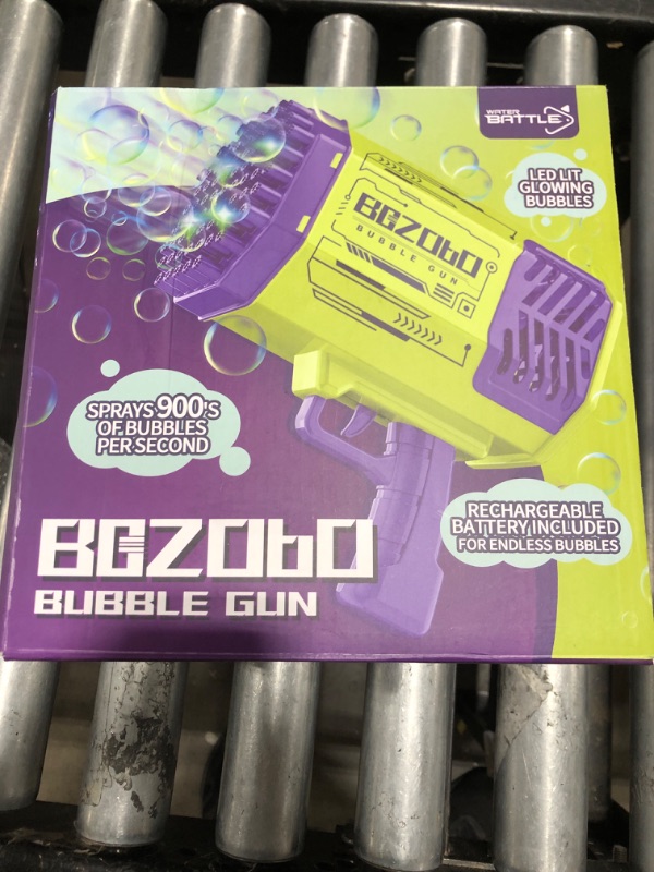 Photo 1 of Bazooka Bubble Gun, Bubble Machine with 2 Batteries, LED Lights, 69 Holes Bubble Machine Gun for Kids Ages 3 4 5 6 7 8 Boy Girl Birthday Party Favors Toddler Outdoor Toys - Bubble Blower Purple Purple Bubble Gun