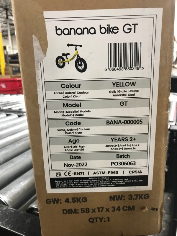 Photo 3 of Banana GT Balance Bike - Lightweight Toddler Bike for 2, 3, 4, and 5 Year Old Boys and Girls – No Pedal Bikes for Kids with Adjustable Handlebar and seat – Aluminium, Air Tires - Training Bike Yellow