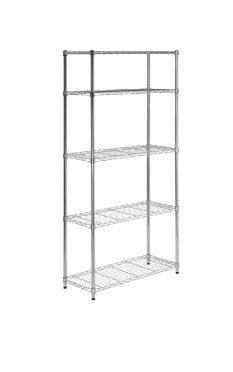 Photo 1 of 5-Tier Chrome Heavy-Duty Adjustable Shelving Unit with 200-lb Per Shelf Weight Capacity & 4-Inch Caster Roller Wheels for HCD Shelving Unit, Set of Four Chrome 1000 lbs 200 lbs per shelf Shelving Unit + Shelving Unit, Set of 4