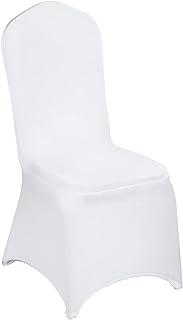 Photo 1 of  White Chair Covers Polyester Spandex Chair Cover Stretch Slipcovers for Wedding Party Dining Banquet Flat-Front Chair Covers 10 PAIRS
