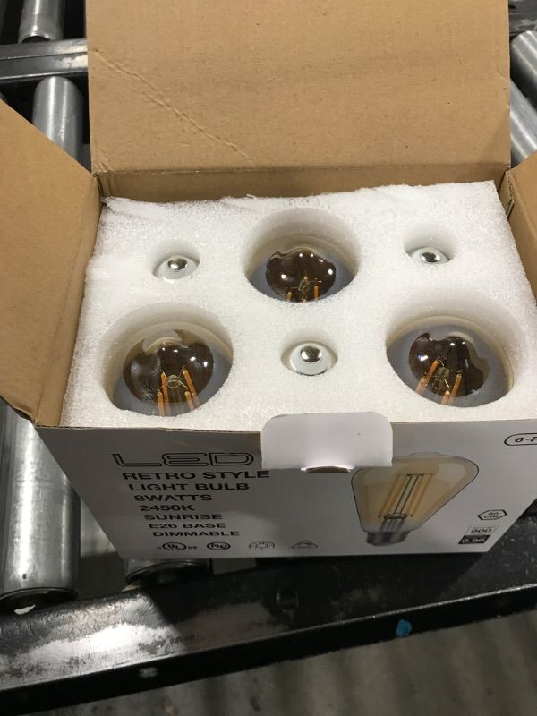 Photo 2 of ALAMPEVER Dimmable 6-Pack ST19/ST58 Vintage LED Edison Bulbs, Decorative LED Light Bulbs,8W(100W Equiv.),2200K Warm White,E26 Base,900LM,CRI90,Amber Glass 